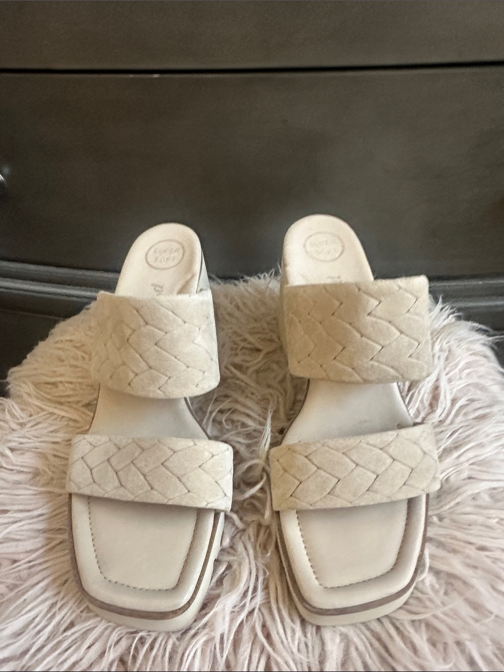 Paul Green Beige Braided Double-Strap Slide Sandals